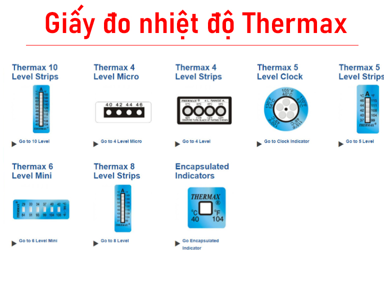 Các loại giấy đo nhiệt độ Thermax Các loại giấy đo nhiệt độ Thermax